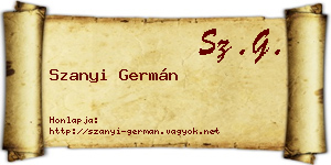Szanyi Germán névjegykártya